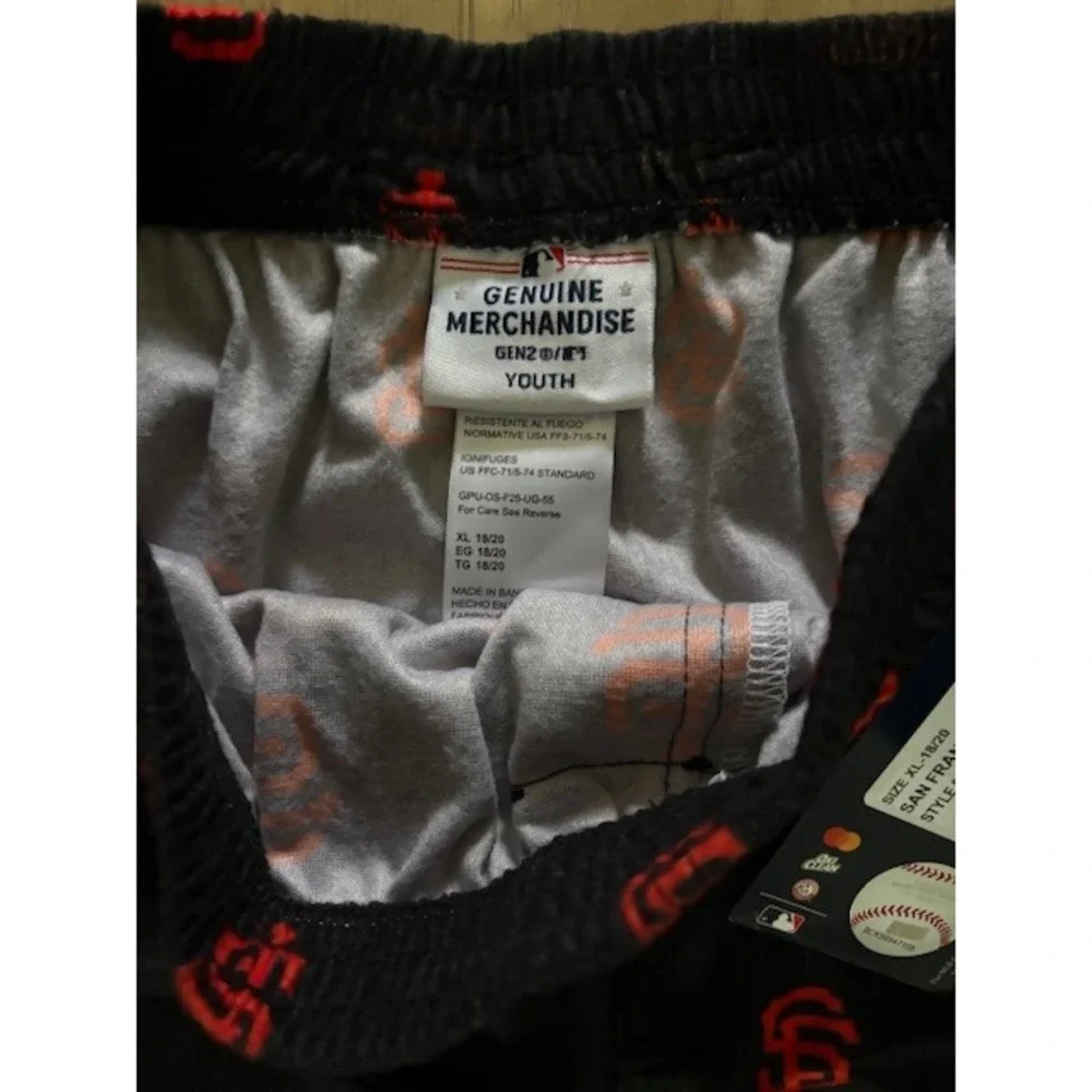 Youth San Francisco Giants Pajama Pants Black Orange All Over Logo Size XL 18 20